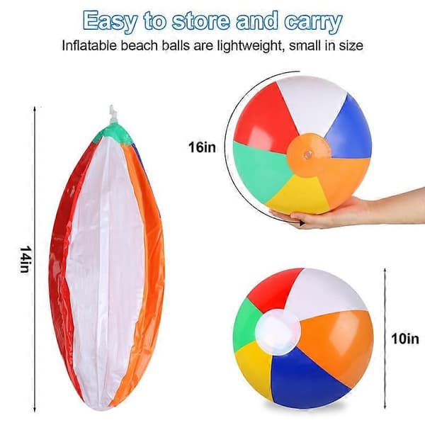 6 Pakker Strandball, PVC Strandballer Bulk, Klassisk Regnbue Mini Strand