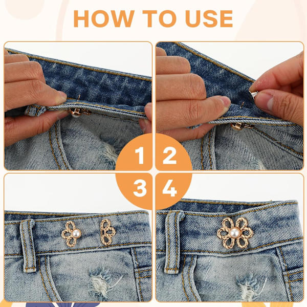 8 kpl Irrotettavia Vyötärökiristäjiä, Säädettävät Jeans-Napit Kiristäjät, Housujen Kiinnikkeet Vyötärön Kiristämiseen, Koristeelliset Ompelemattomat Napit Style 2