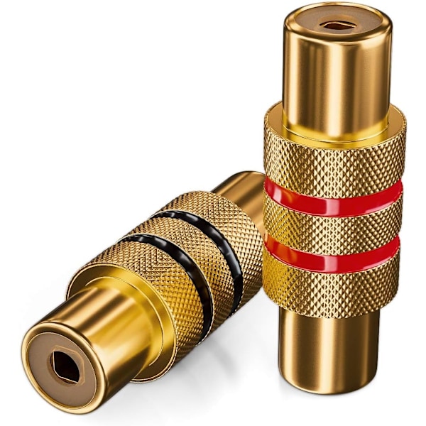 2 kpl RCA-liitin - Musta ja punainen audio-videoadapteri - Naaras RCA-liittimet