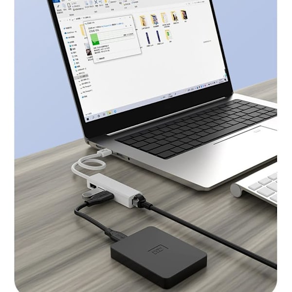 USB A till 3 x USB A och RJ45 Ethernet LAN-adapterkabelhubb Mac USB-A nätverkskabel för bärbar dator, PC, MacBook