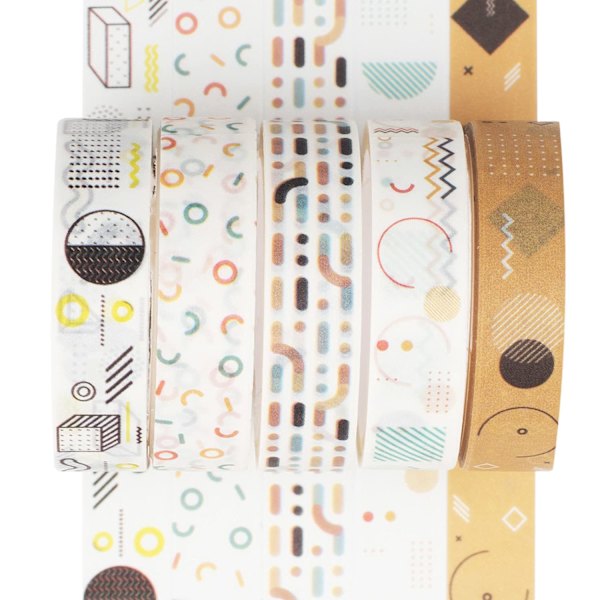 5 Rullaa Washi-teippiä Setti Luovat Perus Kapeat Koristeteipit Taiteeseen, DIY-askarteluun, Bullet Journaleihin, Suunnittelijoille