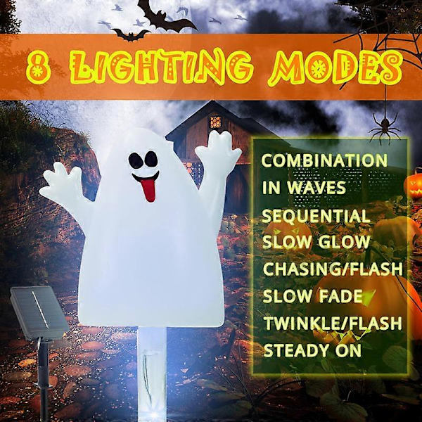 5-pakning Halloween Solcellelys, 8 Moduser Kaldt Hvit Spøkelseslys