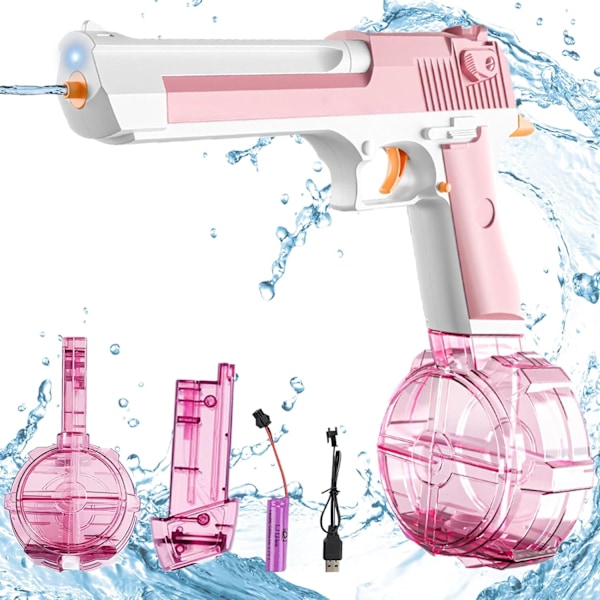 Elektrisk vandpistol til børn: Udendørs mini kraftfuld automatisk legetøjsriffel lang rækkevidde til sommerhave pink