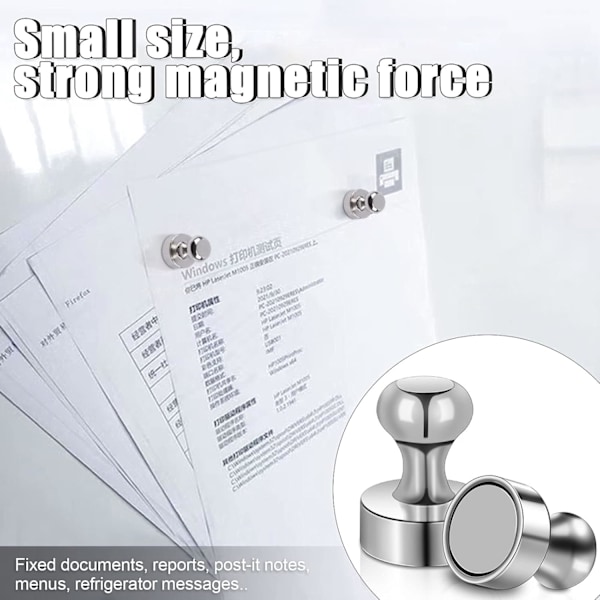 24 kpl Neodyymimagneetteja, hopeanvärisiä pyöreitä jääkaappimagneetteja, 12 x 16 mm, vahvat magneettiset nastat valkotaululle, toimistoon, jääkaappiin