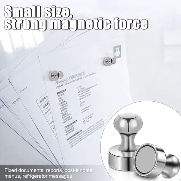 24-pack Neodymmagneter, silverfärgade runda kylskåpsmagneter, 12 x 16 mm, starka magnetiska tryckstift för whiteboard, kontor, kylskåp