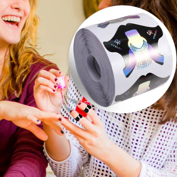 1 rulle/300 st Runda Spetsar Design Hård Kort Nagelkonst Dekal Nagelförlängning Guide Självhäftande Spetsar