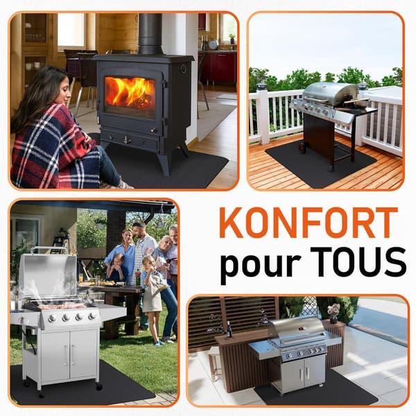 100x154 cm Utomhus BBQ Golvmatta – Brandresistent Skyddsmatta för Eldstäder och Grillar