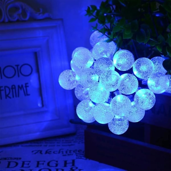 Solcellsdrivna Trädgårdslampor Utomhus, 7 meter 50 LED Solcellsslinga Vattentät, Kristallkula Inomhus/Utomhus Lampor Blue