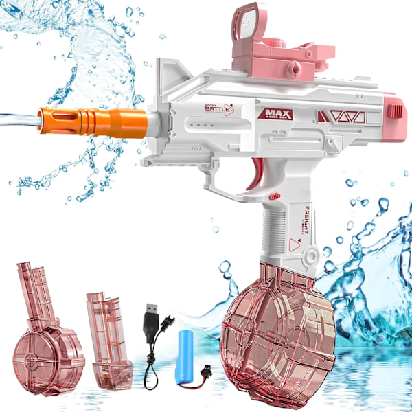Elektrisk vannpistol, kraftige automatiske vannpistoler opptil 9,75 meter lang rekkevidde, vannpistoler med stor kapasitet, for bassengstrandfest