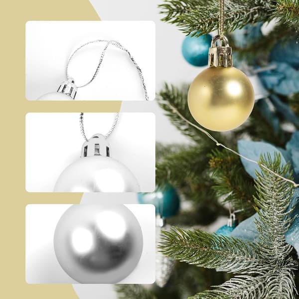 Sett med 24 Mini Knusefrie Julekuler Trepynt Festdekorasjon, 3cm/1.1'' (Rød) silver