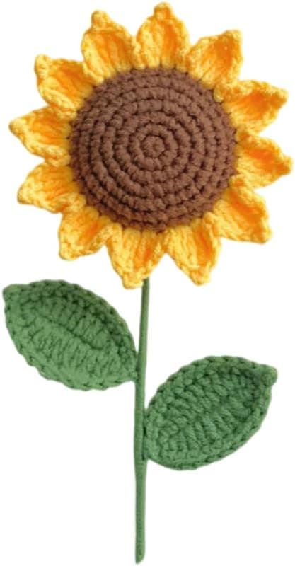 Virkade Blommor, 1 St Stickade Konstgjorda Ull Solrosor för Flickpresent Mors Dag Alla Hjärtans Dag Bröllopsbukett Årsdag