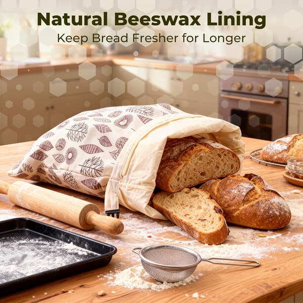 Återanvändbara brödpåsar i bivax, 43 cm × 33 cm, lämpliga för bakverk, 2-pack