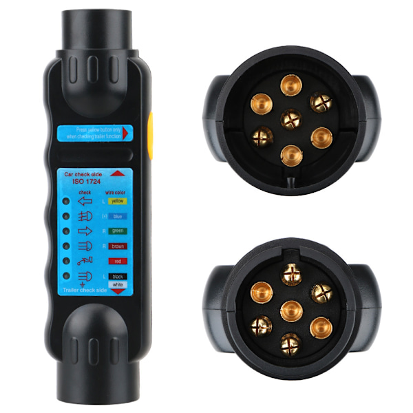 7-kjerne tilhenger tester 12V RV linjesignal tester Plugg og stikkontakt koblingsregistrering
