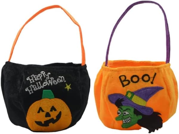 Halloween Godispåsar, Bus eller Godis-påsar, 2-pack Hållbara Pumpapåsar för Barn