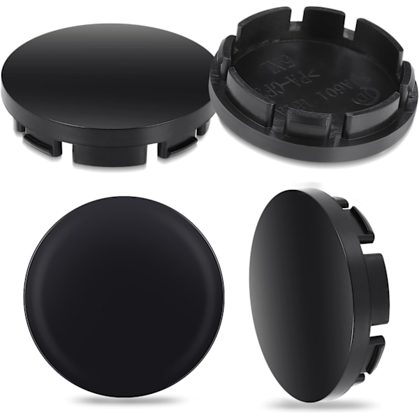 4 stk. Navkapsler 56mm, Universelle hjulkapsler, Stabile bilhjul senter navkapsler erstatning kompatibel med de fleste lettmetallfelger Black
