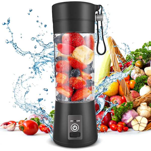 Bærbar Blender, med Oppladbar USB, 380 ml Reise Frukt og Grønnsaksjuicerkopp med 6 Blader