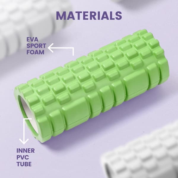 Massage Roller, Foam Roller til Muskelterapi og Massage, Fitness Foam Roller, Foam Roller til Smertelindring og Træning, 33x14cm, grøn
