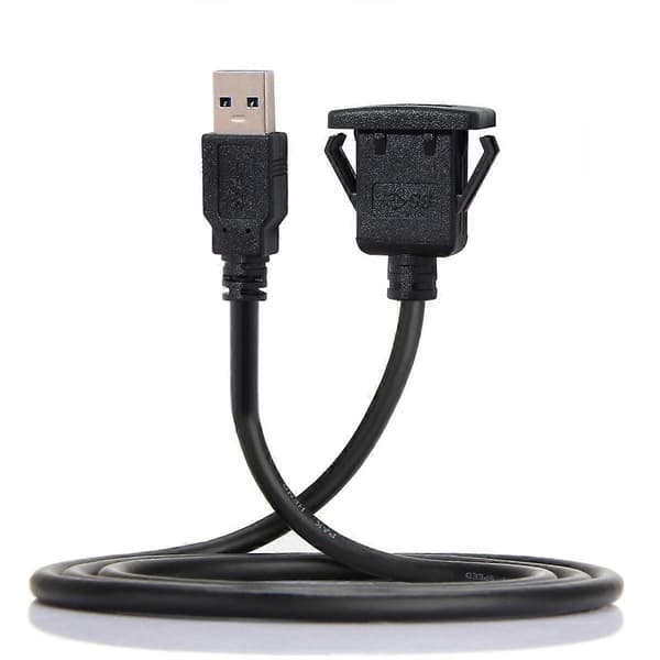 1M Vandtæt Enkelt USB 3.0 Forlænger Låsemontering Bil AUX Kabel til Instrumentbrætpanel