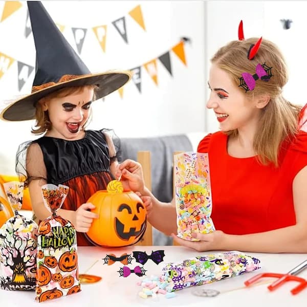 6 stk. edderkoppformede hårspenner til Halloween, flaggermusmønster, søte hårtilbehør for barn og voksne