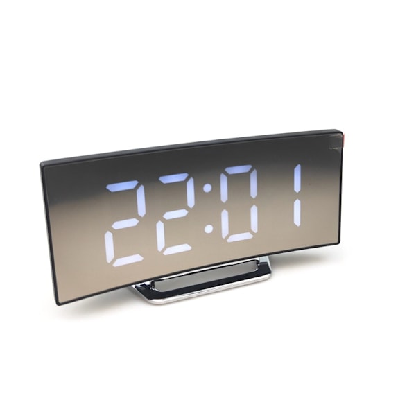Extra högljudd väckarklocka för tunga sovare vuxna, vibrerande dubbel väckarklocka för sovrum med USB-laddning, 8,7\" stor LED-spegeldisplay vit