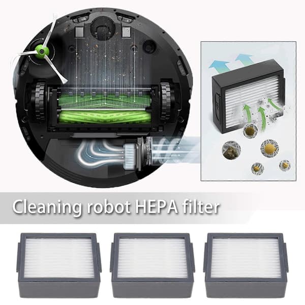 10 st Filter Kompatibla med Roomba i och e-serien i7+ E5 E6 I3 Robotdammsugare