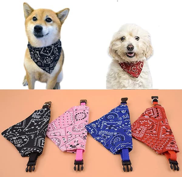 4-delt justerbart trekantet bandana-sæt til kæledyr, tørklæde til hunde og katte, kæledyrstilbehør tørklæde (S)