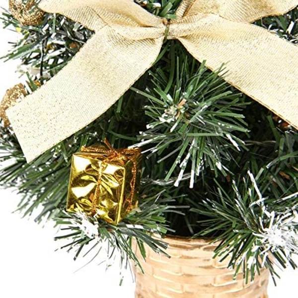 40 cm lille juletræ med lys, mini borddekorationstræ med kugler, sløjfer, fyrrekogler til juledekorationer i hjemmet Silver