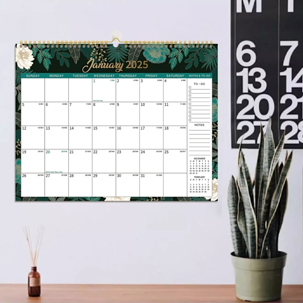 Kalender 2025, från januari - december, stora linjerade block perfekt för planering och organisering för hemmet eller kontoret, 37,6 x 29 cm