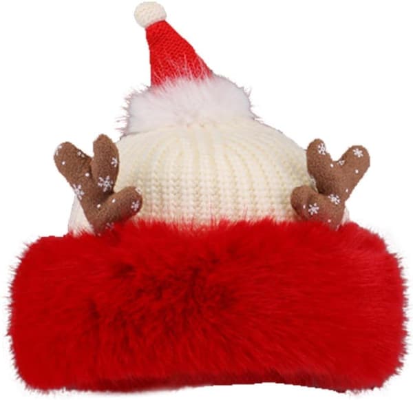 Uldhat Snehat Julehat med Pompom Huer til Kvinder Strikket Hat Termisk Hat Julehatte Snehat Uldhat Varmt Hat Garn