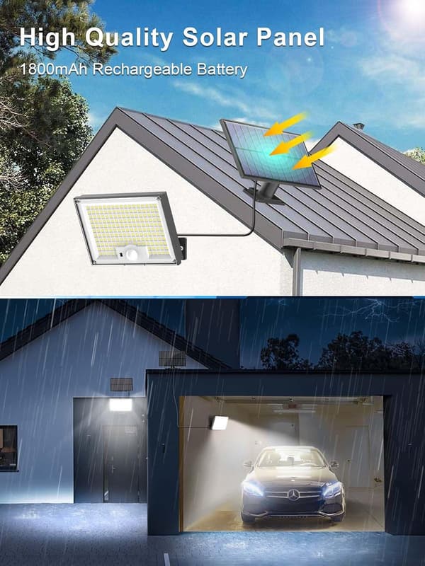 Solcellelampe Utendørs 172 LED 3 Moduser Utendørs Solcellelampe Bevegelsessensor, Solcellelampe IP65 (kaldt lys)