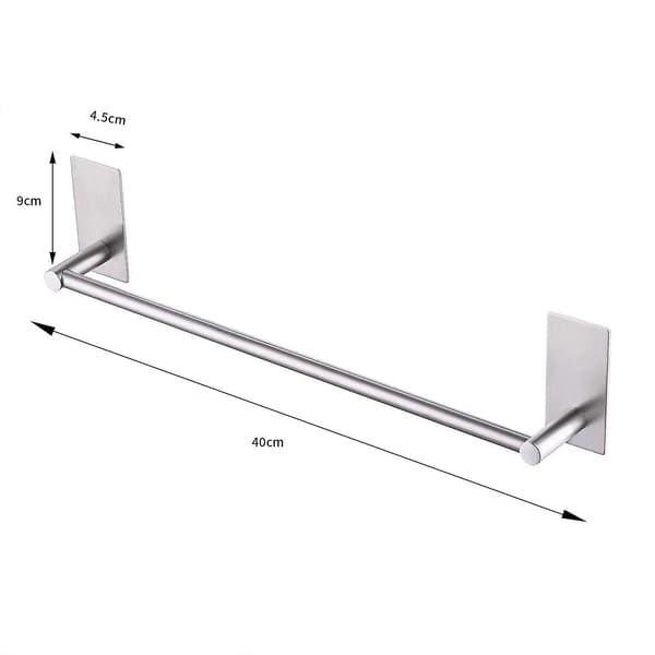 Selvklæbende håndklædeholder til badeværelse eller køkken, rustfrit stål, børstet finish, 40 cm