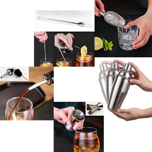 750 ML Cocktail Mixersæt i rustfrit stål, 7 dele barværktøjssæt til jul, jubilæum