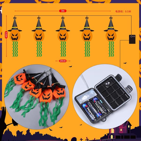 Halloween utendørsdekorasjoner, utendørslys, IP44 vanntette Halloween gresskarlys, 5 gresskarlys