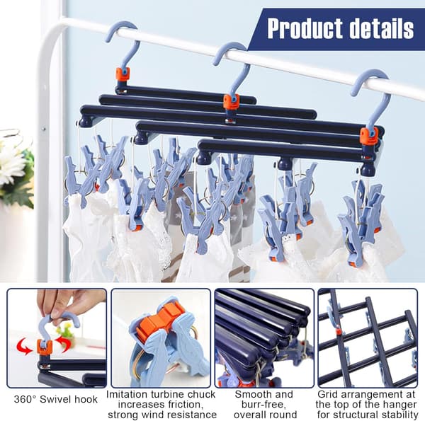 Sock Drying Rack,Sock Hanger for Washing Line, Foldable Clip Hangers with 29 Drying Clips
