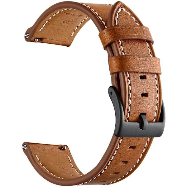 Kompatibel med Huawei Watch, 22mm lærreim med spenne i rustfritt stål for 46mm GT 2/GT/GT 2e/GT2 Pro/GT 3 Pro/4/4 Pro (Brun)