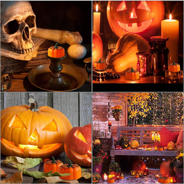 Kurpitsatuikku 12 kpl Välkkyvät LED-kurpitsavalot paristokäyttöisillä liekittömillä kurpitsatuikkukynttilöillä Halloweeniin ja teemajuhliin