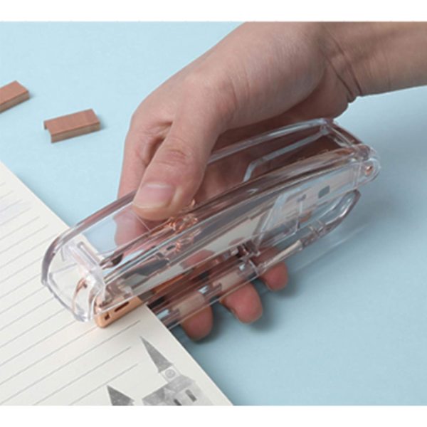Transparent fjäderdriven skrivbordsstandardhäftapparat Student Skola Kontorsmaterial Mode Transparent häftapparat