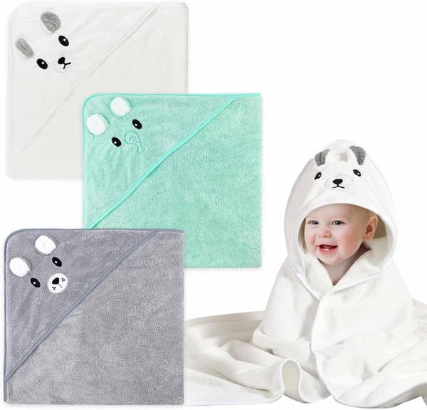 3-delt badehåndkle-sett til baby (80 x 80 cm), svært absorberende