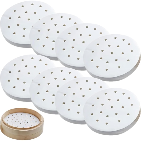 100 ark perforerede bambusdamperforinger, papir til Dim Sum, 18 cm