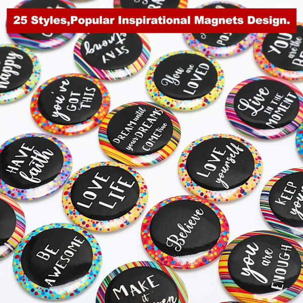 25 st motivativa kylskåpsmagneter Inspirerande magneter Runda citatmagneter för kylskåp Klassrum Whiteboard Skåp