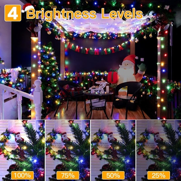 Julbelysning 1000 LED 100 meter, IP67 Vattentät Plug-in Julgransbelysning med Fjärrkontroll, 8 Lägen, Dimbar, Hus Juldekorationer colorful