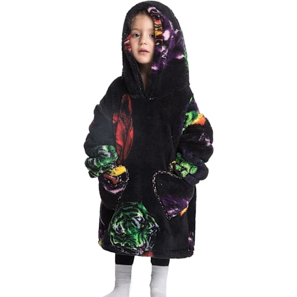 Lasten Oversized -huopa huppari, Pienten tyttöjen ja poikien pehmeä fleece hupullinen puettava huopa, pörröinen jättiläismäinen collegepaita taaperolle