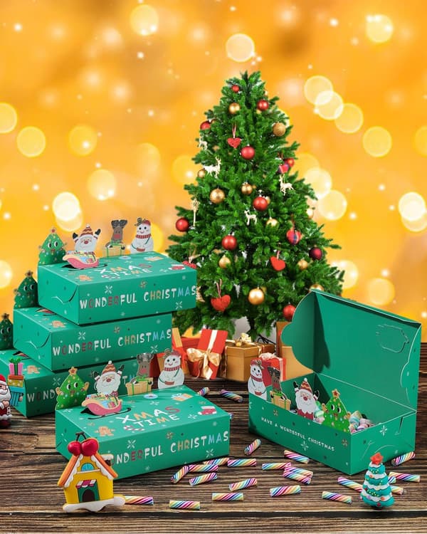 30 st Julgranspresentaskar, Julpapper Godis & Kakor Förmånlådor, Nyhetspresentförpackning Dekor för Julfest