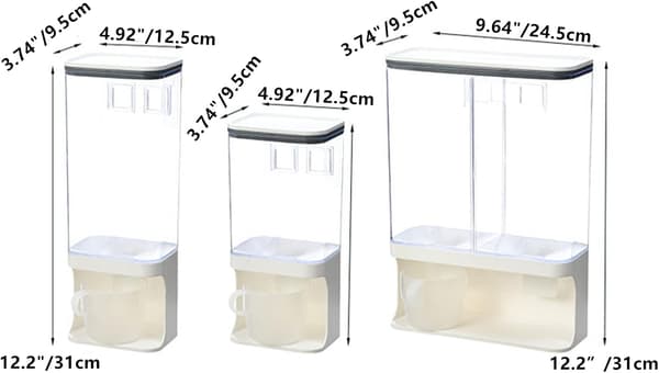 Torrfoderdispenser, Transparent väggmonterad i plast med förseglat lock, för spannmål, ris, godis, kaffebönor (3000ml)