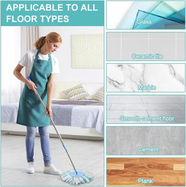 4-delt udskiftningsmoppehovedsæt til Leifheit Twist Mop, dobbeltfiber moppehoved, egnet til alle gulvtyper