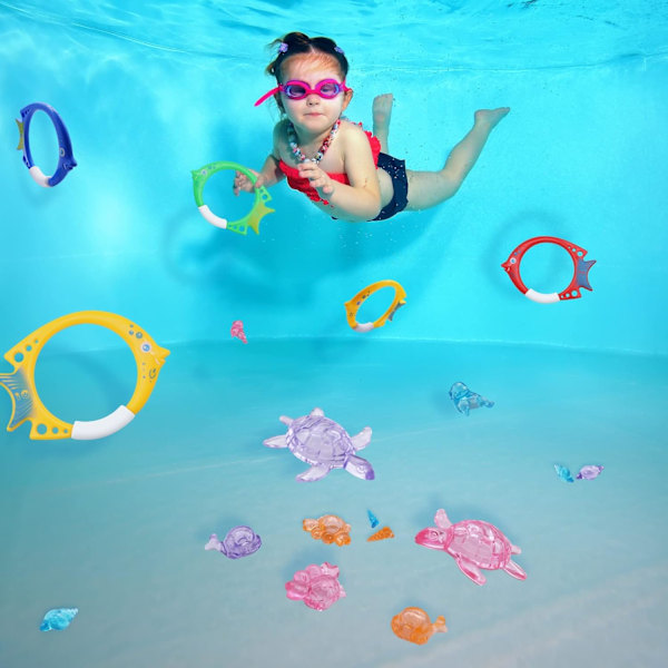 Dykkelegetøj til swimmingpool, dykkerringe, til svømning, undervandstræning i pool (fiskering)