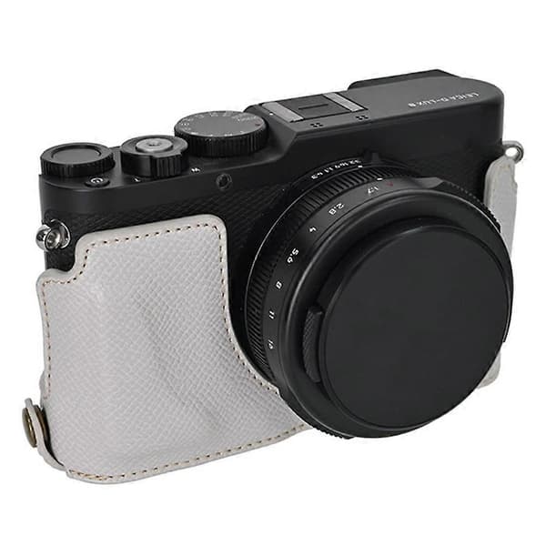 För Leica D-Lux 8 Kameraväska PU Läder Skyddsfodral med Linsskydd - Grå