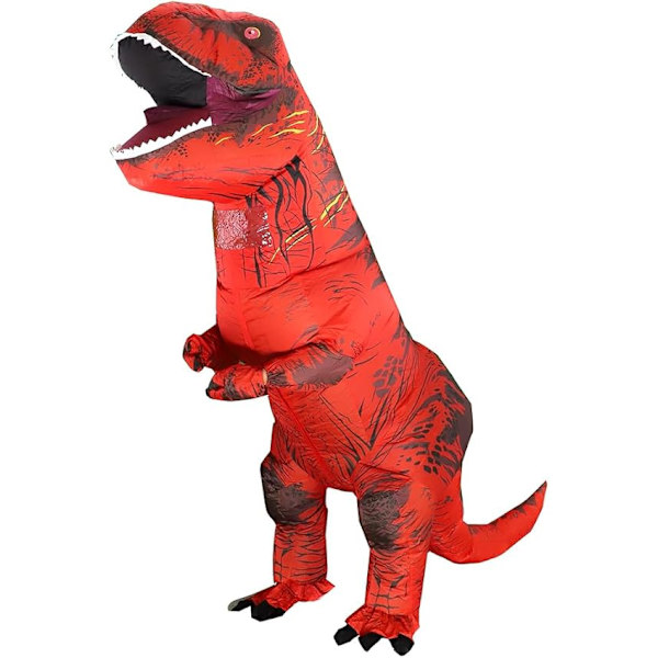 Uppblåsbar T-REX-dräkt för vuxna, rolig Halloween-dinosauriedräkt, fest cosplay maskerad jumpsuit, röd