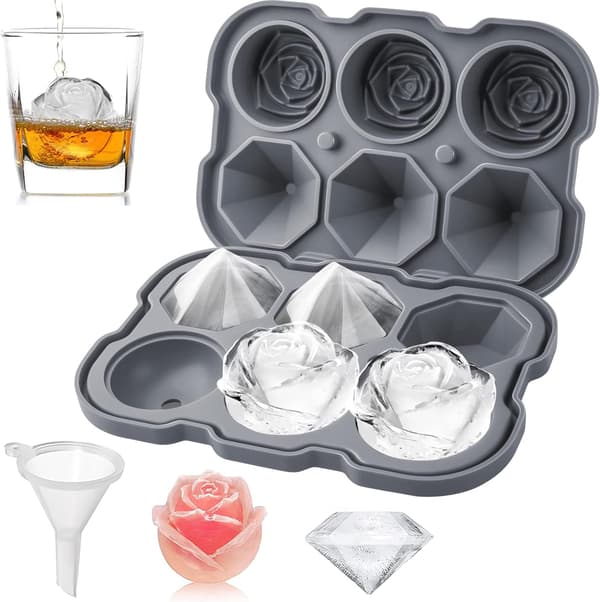 Isbitsform, Ros-isbitsformar med lock, Lätt att lossa Stor isbitsform för kylda cocktails, Whiskey