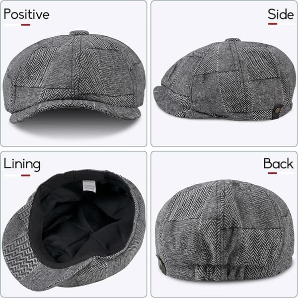 8-panel Tweed Newsboy Cap Flat Cap - Mote Flat Cap Golf Cap - Cap Beret Baker Boy Hat For Menn Og Kvinner Light gray